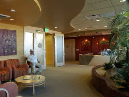 Modern lobby in the Lucy Curci Cancer Center